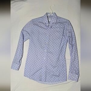 Eton Slim Fit Blue Geometric Pattern Shirt